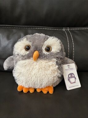 Warmies Gray & Cream Owl Plush Heating Toy with Orange Accents